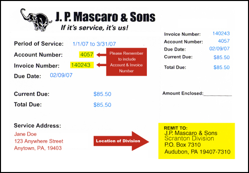 residential trash pickup invoice sample